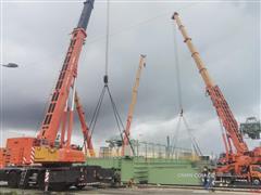 上海二十冶承建的湛江鋼鐵寬厚板堆場擴容項目7號龍門吊吊裝工作完成